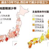 【米不足】米がピンチ！10年で耕地面積5％減、特に西日本が深刻