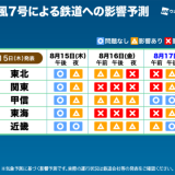 【台風7号】交通影響予測（15日13時更新）／関東沿岸部は停電への備えをスマホ充電